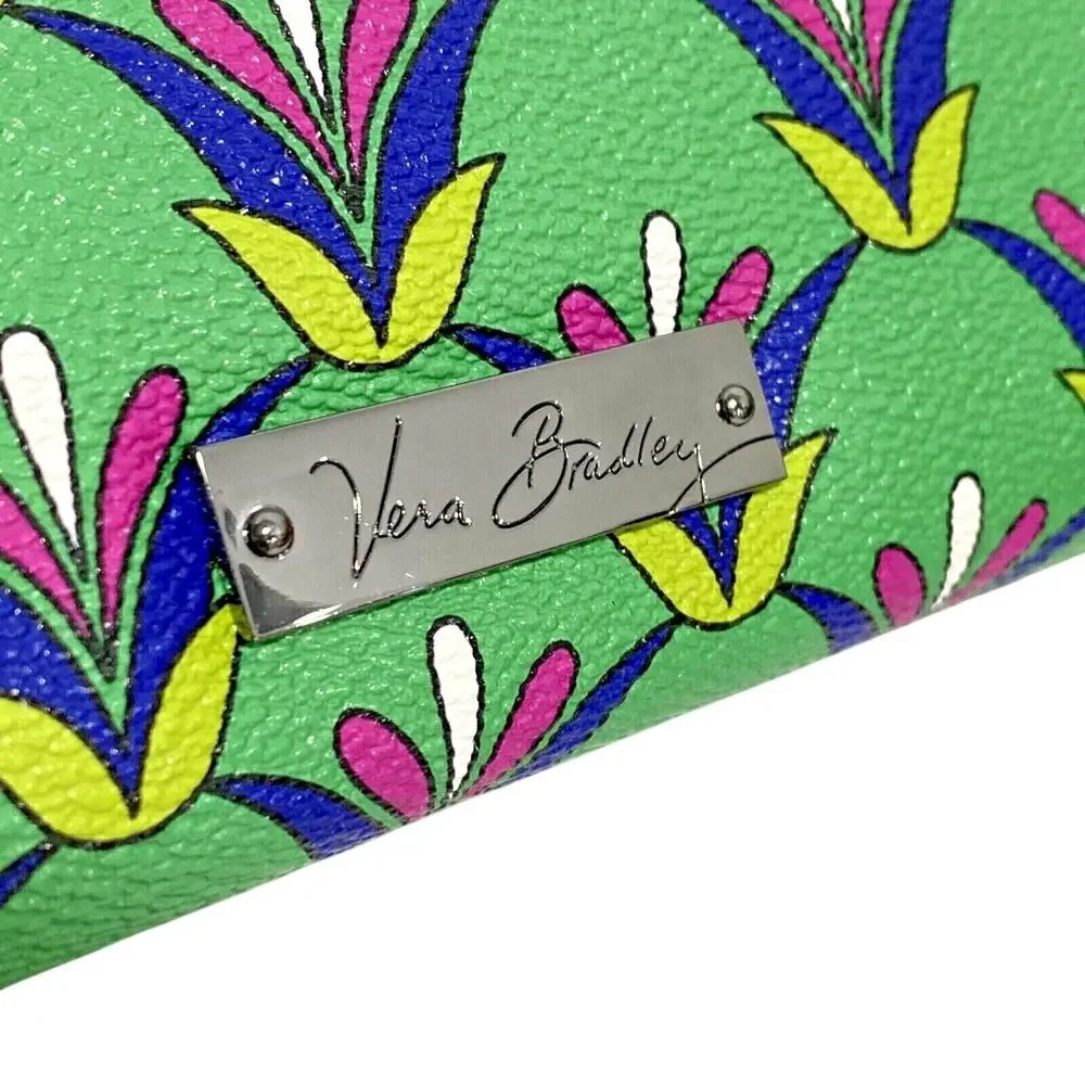 Vera Bradley Wallet Zip Around Accordion Style Green Blue Pink Unique Geometric